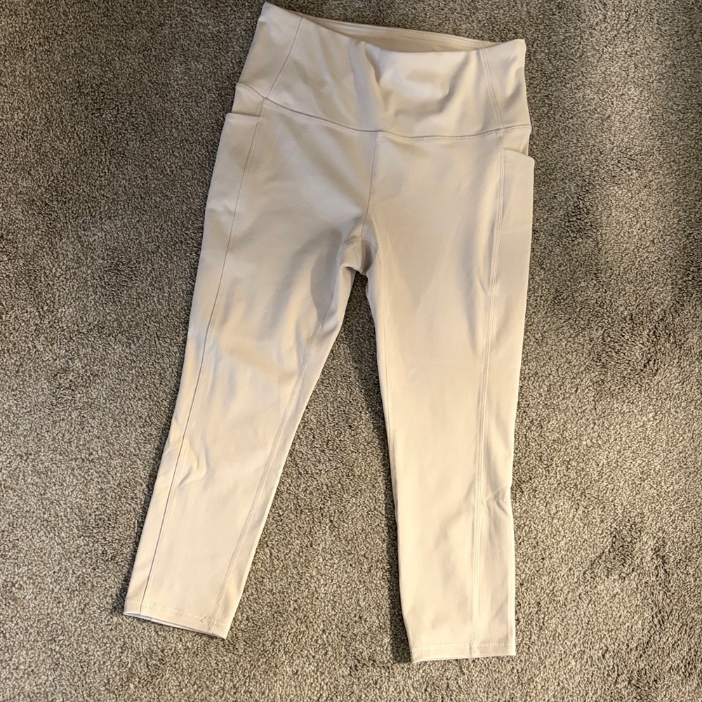 RBX Women's Light Beige High-Waist Capri Leggings